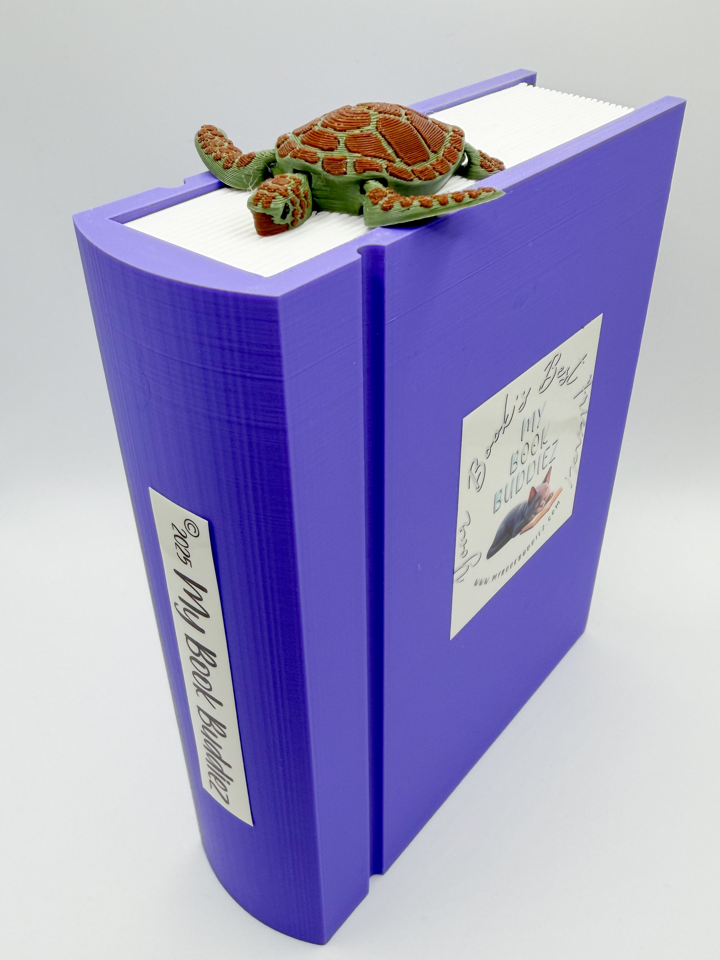 Tim the Turtle articulated bookmark topper with movable flippers and head