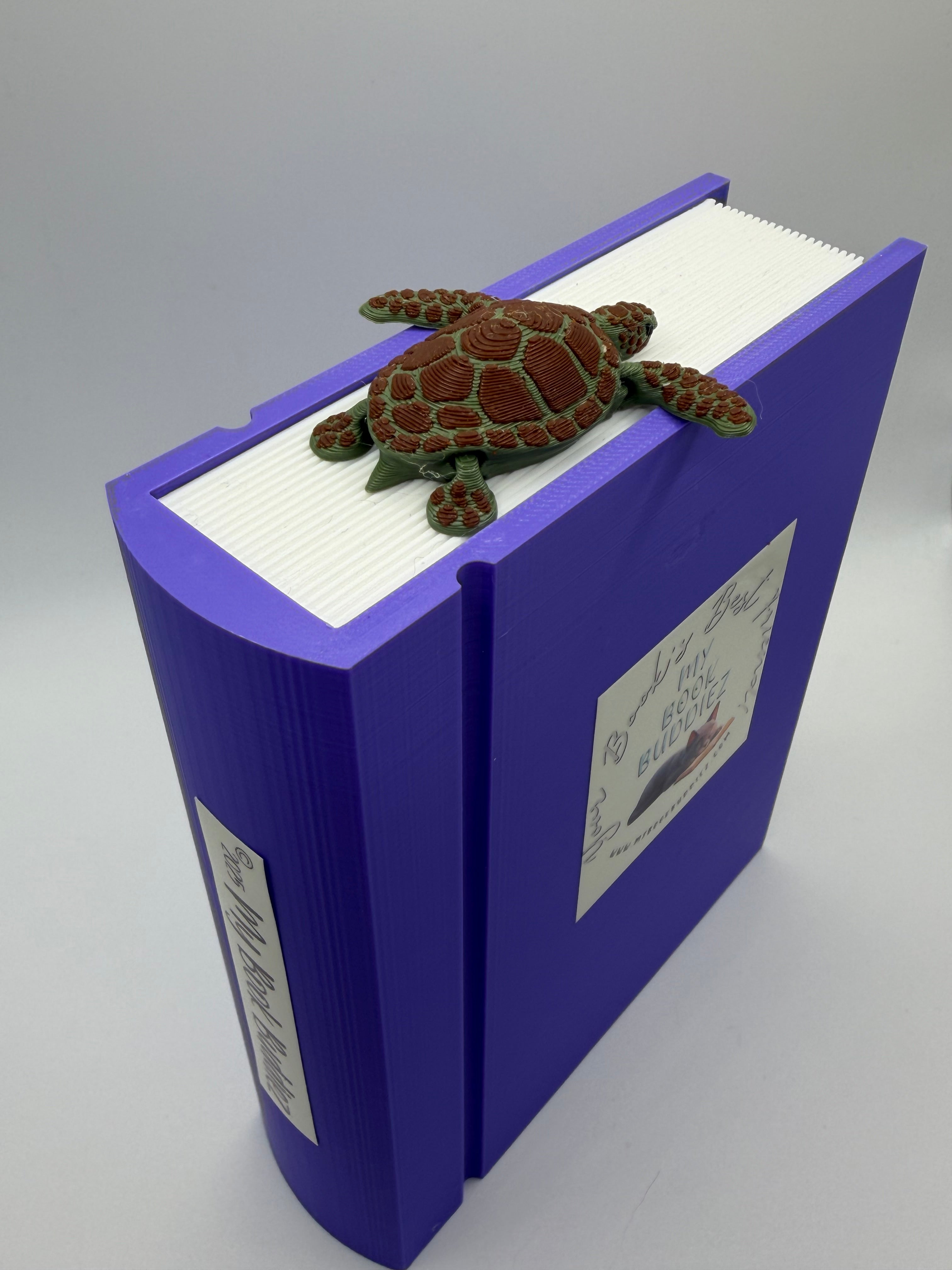 Green sea turtle articulated bookmark topper for turtle lovers and readers