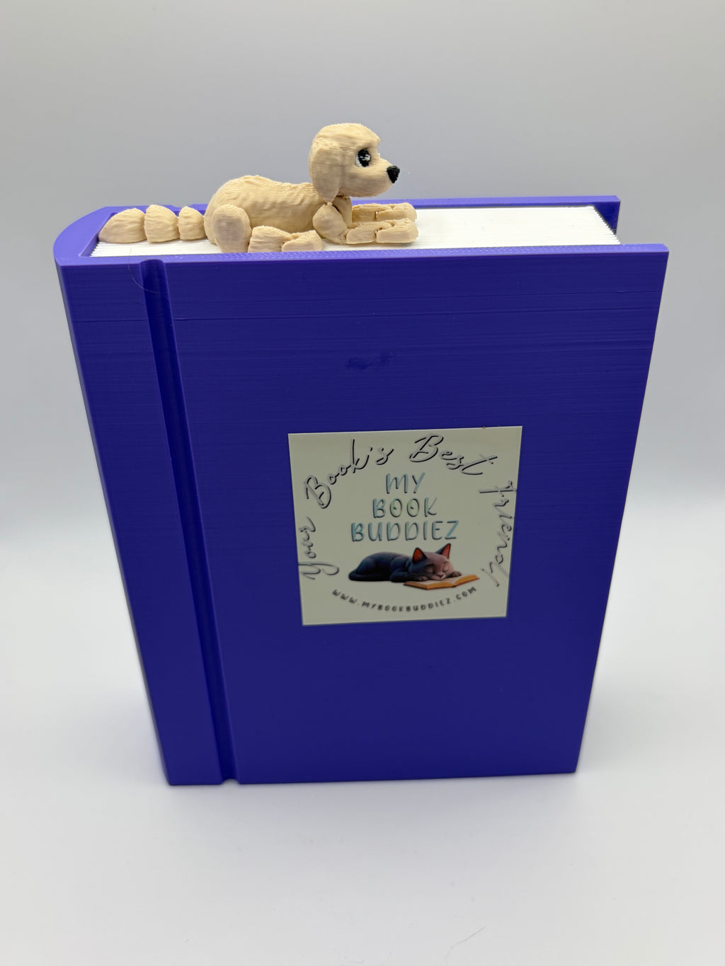 Close-up of Daisy the Dog bookmark buddy showing articulated joints